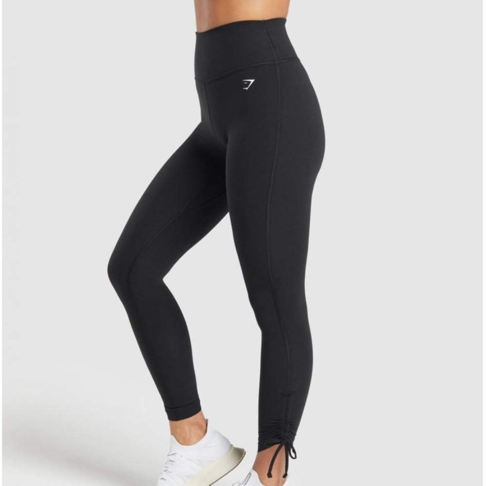 NWT GYM SHARK RIBBON ANKLE LEGGING S- BODY FIT BLACK